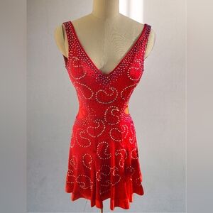 Vibrant Red Sleeveless Latin/Rhythm Ballroom Dress